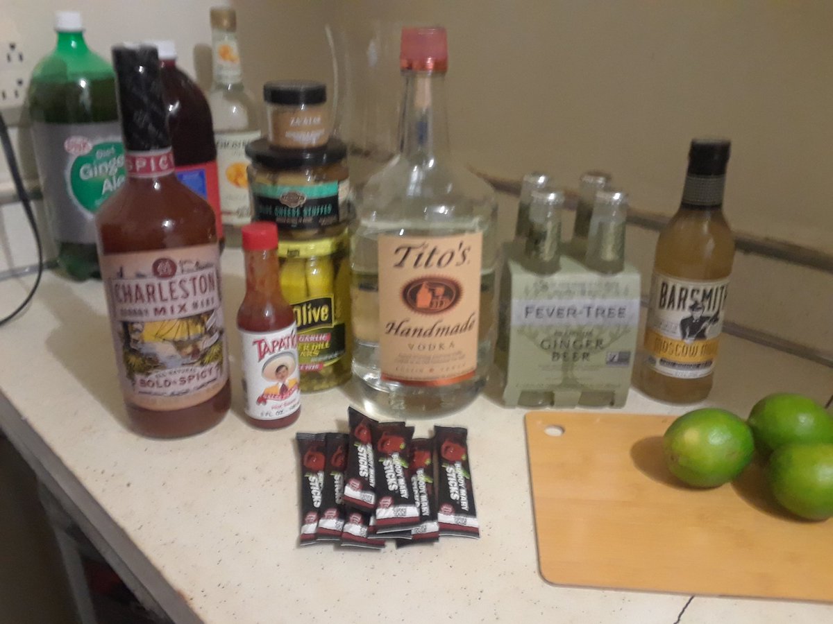 poppyafter4's tweet photo. @titosvodkasa and @Devil_DavesBM on hand for SuperBowl LV. Bloodys for the pregame shows, mules for the game. https://t.co/AbfwdLL1Pg