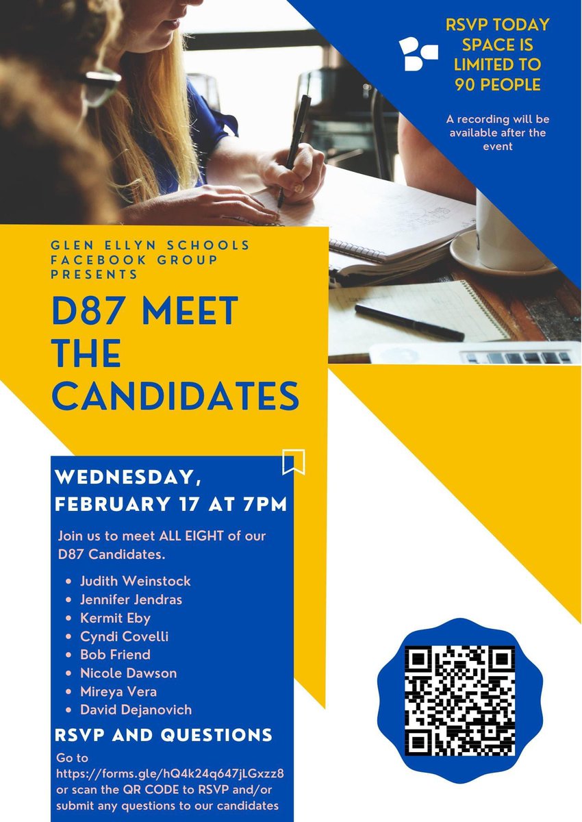 Gea87's tweet image. GEA members (or friends/family) in D87, please consider attending this important forum! We want candidates who will represent all our students, who value equity and inclusion, and who support strong public education through collaboration! 

docs.google.com/forms/u/1/d/e/…