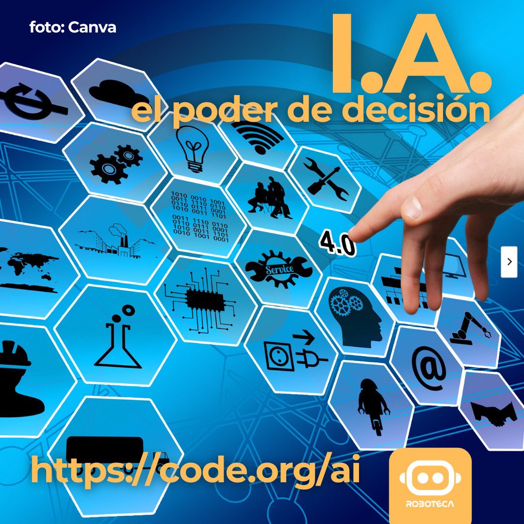 robotecaNet's tweet image. 🤔¿Qué es IA?
#ia #inteligenciaartificial  es la combinación de algoritmos para crear en las máquinas las mismas capacidades del ser humano.
➡️code.org/ai.

#code #codeorg #ia #roboteca @robotecaNet @codeorg