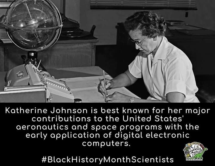 KiddieScience's tweet image. Katherine Johnson is best known for her major contributions to the United States' aeronautics and space programs with the early application of digital electronic computers. Her work was recently recognized and featured in the movie Hidden Figures. #BlackHistoryMonthScientists