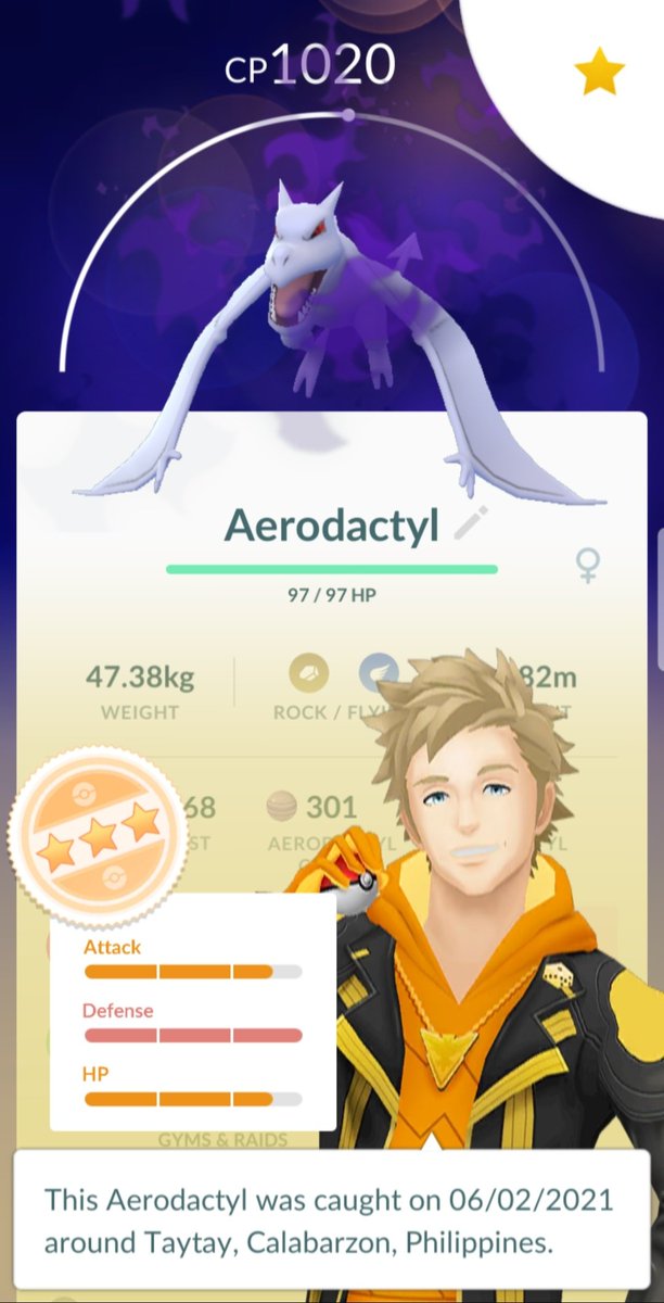 PhPokeTrainer's tweet image. Add this to the list of purifiable shadows 🤔

Mega Aero here we come?!?!

#shadowpokemon #teamrocketgo #pokemongo #pokemon #aerodactyl