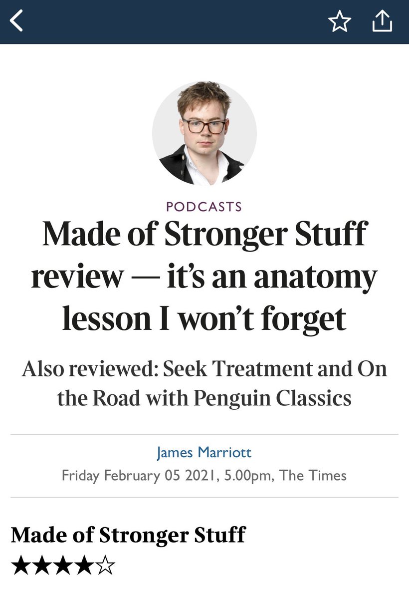 xandvt's tweet photo. Heart-stopping beginning to this review for the #MadeOfStrongerStuff podcast from @j_amesmarriott in @thetimes but it has a kind ending with well-deserved praise for Kimberly Wilson @FoodAndPsych ( review continues in thread) https://t.co/8y7P6DXjXC