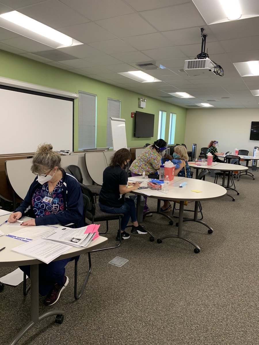 Thank you to the amazing <a href="/HealthPasco/">Pasco County Schools Health Services</a> staff - #schoolnurses, LPNs and clinic assistants supported by <a href="/USFHealth/">USF Health</a> Nursing students and national guard as give #CovidVaccines to <a href="/pascoschools/">Pasco County Schools</a> licensed and over 65 employees!!