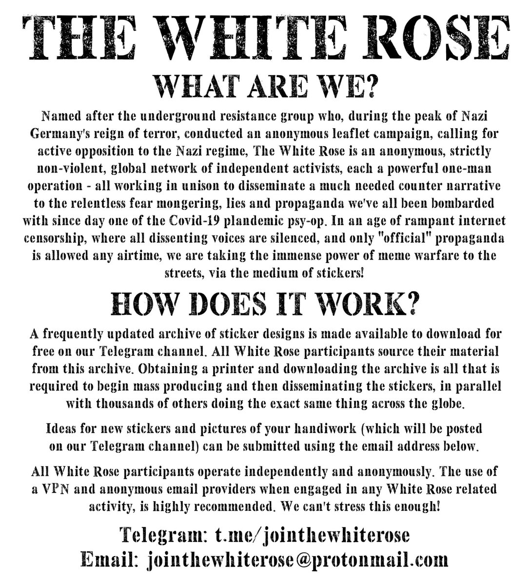 Another example, brought to my attention by  @MarkHazard2020 &  @MHtwafa, is the White Rose, apparently a grassroots Catholic-led anti-lockdown group that obscenely takes on the mantle of German anti-Nazi resistors.