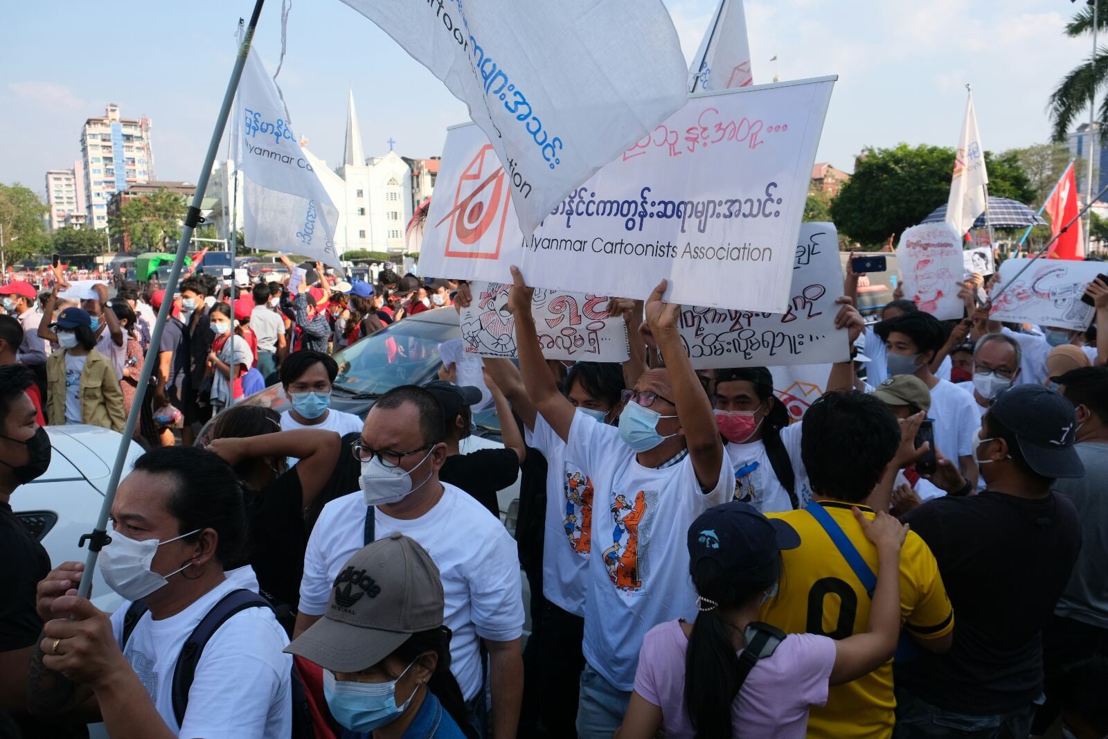 The Cartoon Movement Photos Of The Myanmar Cartoonists Association Joining The Protests In Yangon Today Political Cartoonists Need Democracy Just As Much As Democracy Needs Political Cartoonists We Also Include A Recent Cartoon By