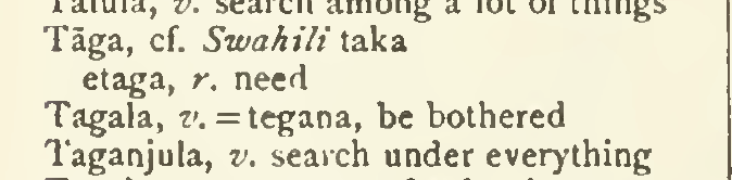 Some of this is because Crabtree was making space for Swahili terms/cognates when there was considerable debates in Buganda about the future of Luganda & Swahili in Uganda, worries that accompanied much of Kabaka Chwa's reign. Notice Crabtree's entries for 'love' and 'need': 4/4
