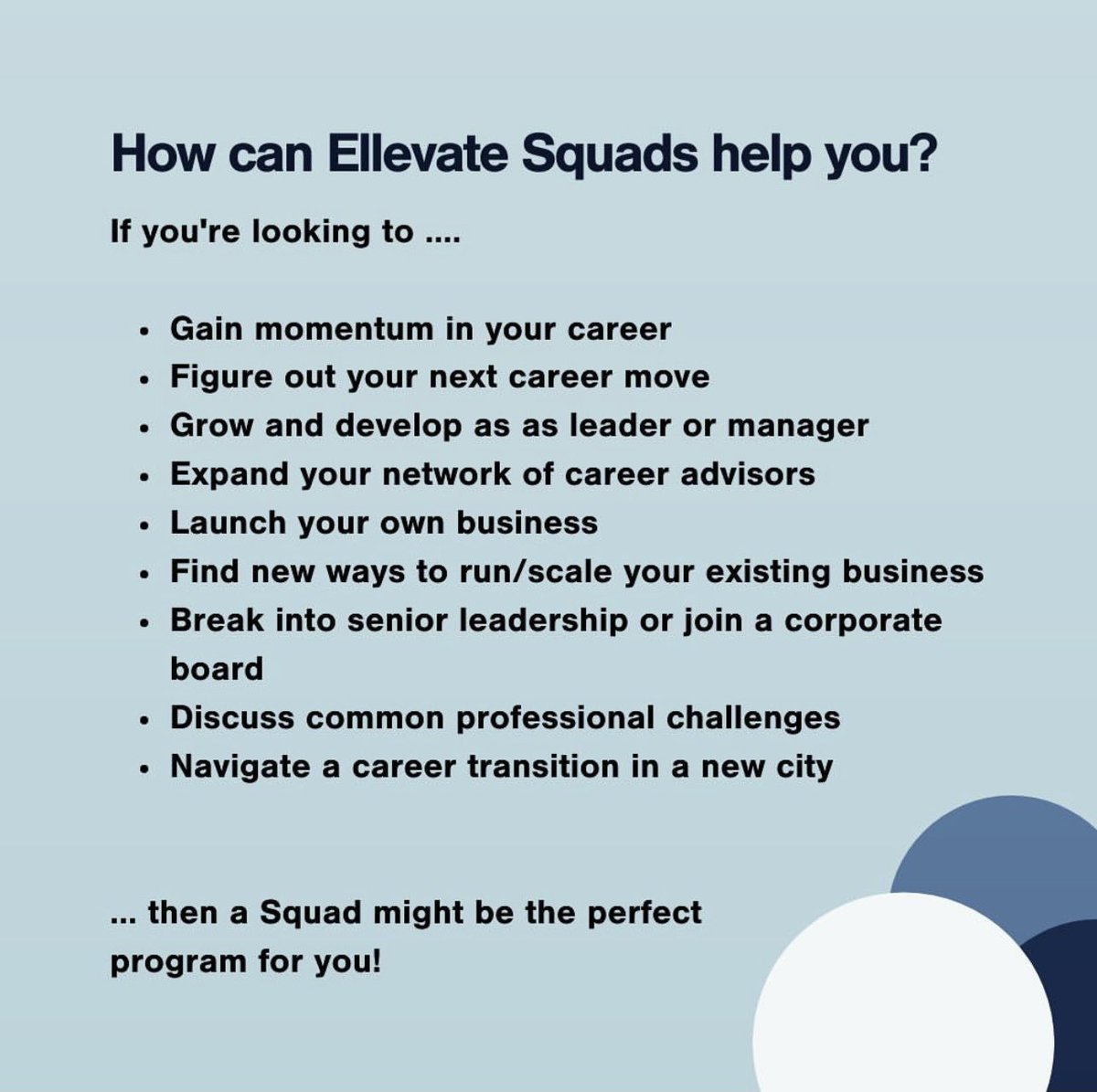 EllevateTOR's tweet photo. You deserve people in your corner!
Squads applications are open until February 18th. ➡️ Sign up for a Squad today and find your support system! #findyourtribe #ellevatenetwork #womenempowerment #WomenSupportingWomen #goals2021 https://t.co/alUYTLsucx
