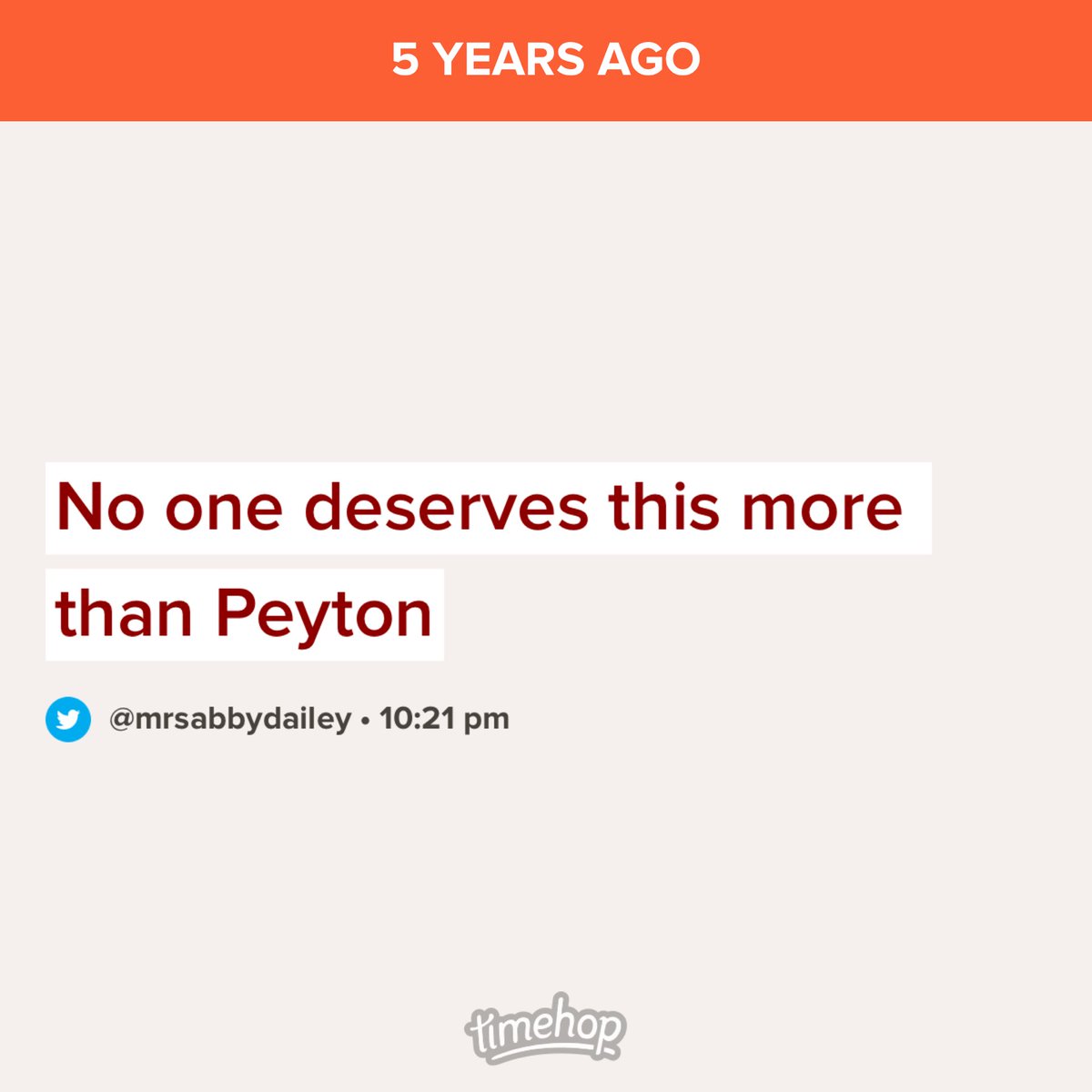 mrsabbydailey's tweet photo. 5 years ago today Peyton won his final Super Bowl, and today it was announced he was elected into the Hall of Fame. Like the tweet below says, “No one deserves this more than Peyton” https://t.co/4yCMPdJDmW