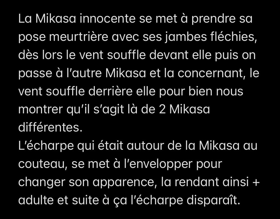 Toujours pas convaincu ? Ahah c’est que vous êtes assez difficile à convaincre, dans ce cas allez matter l’ending 1 de SNK qui se concentre exclusivement sur Mikasa.