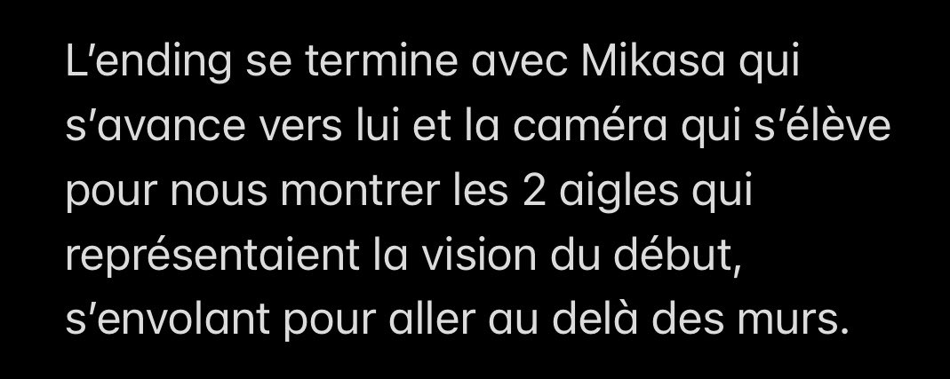 Toujours pas convaincu ? Ahah c’est que vous êtes assez difficile à convaincre, dans ce cas allez matter l’ending 1 de SNK qui se concentre exclusivement sur Mikasa.