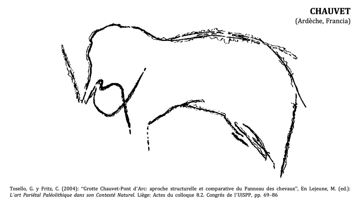 En cuevas premagdalenienses como Arcy-sur-Cure, Chauvet o Baume-Latrone encontramos mamuts “histriónicos” o caricaturescos  como estos que os mostramos a continuación :