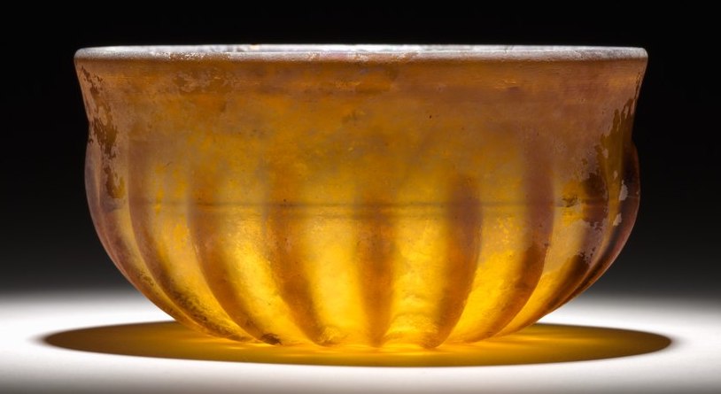 Ribbed glass bowl, representing "a Roman manufacturing breakthrough that made high-quality glassware broadly affordable for the first time." 1st Century. Cleveland Museum of Art https://www.clevelandart.org/art/2009.474 