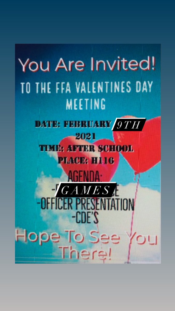mbhsffa's tweet photo. Come to H116 for our Valentine’s Day meeting! We can’t wait to see you there! 💗💖 https://t.co/ecikCMxmYO