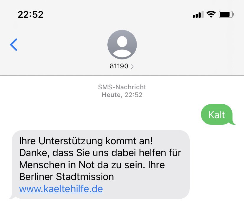 Heute Nacht können leider nicht alle in ein warmes Bett kriechen! Umso wichtiger - einfach eine SMS mit „kalt“ an 81190 schicken und die Kältehilfe der #Berliner #Stadtmission mit 5 Euro unterstützen. #waermespenden #Schneesturm