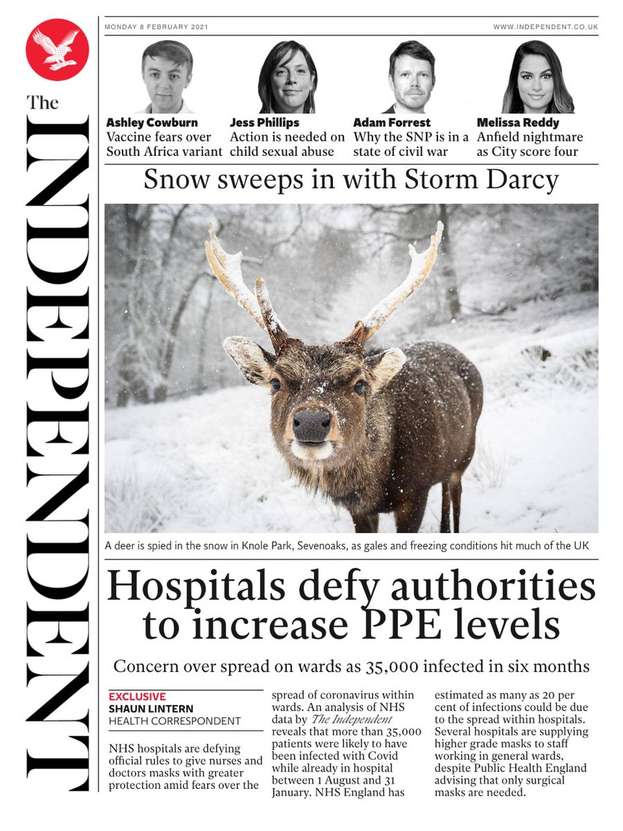 ShaunLintern's tweet photo. Hospitals defy coronavirus rules to protect staff as 35,000 patients infected on wards https://t.co/YX1crY3xhk #TomorrowsPapersToday https://t.co/d4c2ZWNugL