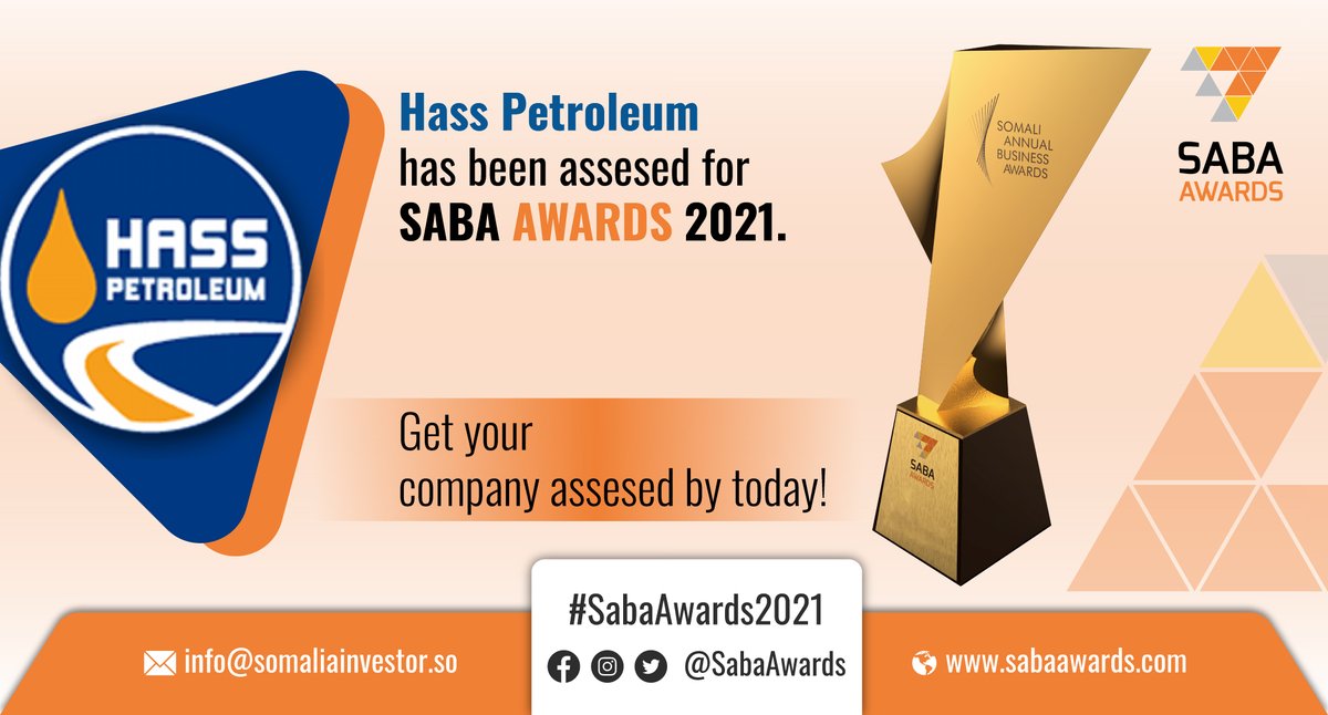 SabaAward's tweet photo. @HassPetroleum has been assessed for SABA awards 2021. Get yours assessed today! https://t.co/URTRh9HPG2
