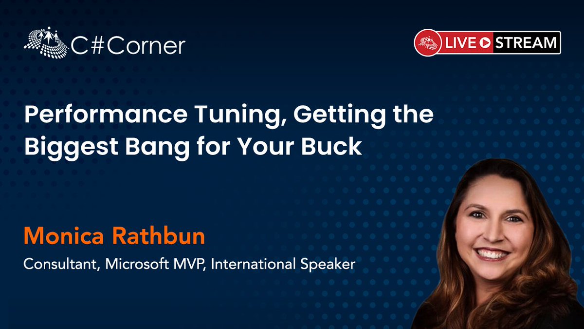 CsharpCorner's tweet image. Did you miss @SQLEspresso session on &quot;Performance Tuning, Getting the Biggest Bang for Your Buck&quot; at SQL Server Virtual Conference?

You can now watch it here: bit.ly/3tAAuV7

#SQLServer #SQLConference #sqldatabase #sqlserver2019 #sqlqueries #csharpliveshow #WomenWhoCode