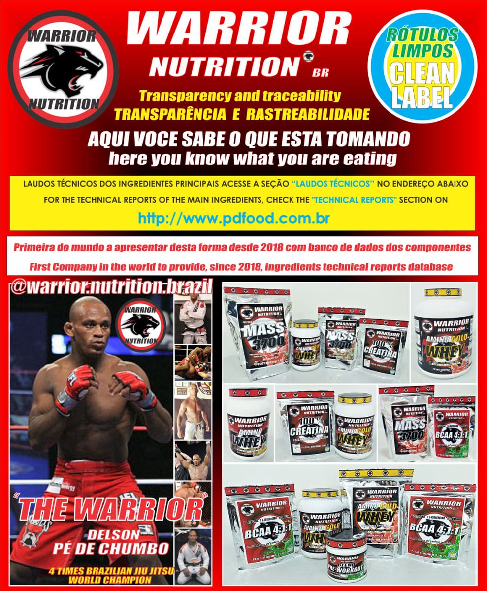 WarriorNutriBr's tweet photo. Warrior Nutrition – a nutrição do Guerreiro
#Inovaçao mundial: primeira empresa no mundo a apresentar laudos técnicos dos principais ingredientes https://t.co/9ztJTmtPhk
#RotulosLimpos #CleanLabel
#WarriorNutritionBr #pedechumbobjj #bjj #BrazilianJiuJitsu #Suplementos #AwaWelfare https://t.co/O9TO6ycGgk