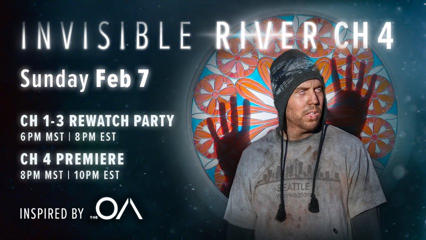 YtheYandY's tweet photo. Reminder that @FleetingFilms’ #TheOA inspired series @Invisible_River will be premiering chapter 4 later today!

Since I enjoyed doing my daily rewatch and live Tweets so much, I’ll be starting a rewatch with chapter 1 of #InvisibleRiver tomorrow night. #SaveTheOA ❤️🐙❤️ https://t.co/zNMYit0KIt