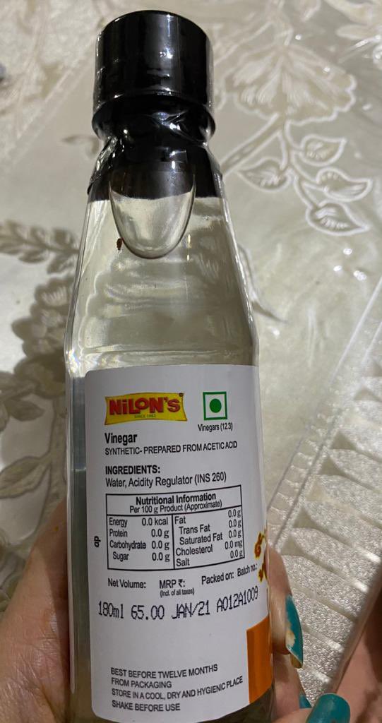 UTKARSHDEMBLA's tweet photo. @NilonsIndia
Trusting a brand has failed badly
Received a bug in Nilon’s Vinegar. It’s sheer luck dat it was visible bcoz of transparency. 
Attaching proofs of sealed bottle so dat any1 going for Nilon's thinks twice as they seem to be least bothered of consumer’s health https://t.co/1TaYXqy14d