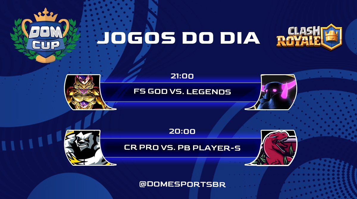 DOMeSportsBR's tweet photo. #DOMCup

A Copa não para! Hoje temos mais jogos pelo Grupo D! A @FreezaSoldiersG estreia no torneio contra a @LegendsBr15 e a @CRPRO17 também estreia hoje contra a @pbplayersof! https://t.co/afkIlCdlpw
