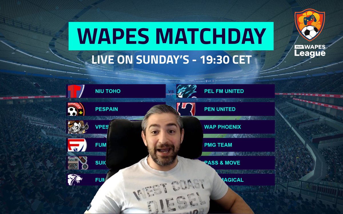 🔴LIVE this SUNDAY at 19:30 CET 
on : twitch.tv/wapesleague

It's the WAPES MATCHDAY show !! Showcased by @rambostips

This week : 

- All goals from Division 1
- Highlights from Division 2