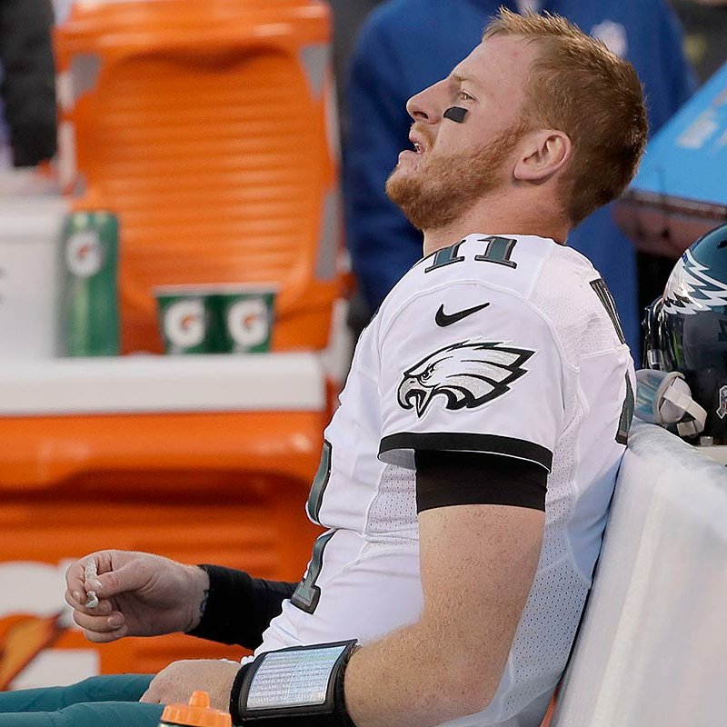 carson wentz benched for jalen hurtsand it's new, the shape of your bodyit's blue, the feeling I've gotand it's ooh, whoa ohit's a cruel summer