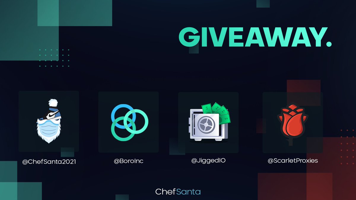 ChefSanta2021's tweet image. 24 HOUR GIVEAWAY ⏰

Prizes:
1 x Boro Poseidon Lifetime 🌊
1 x 6-month JiggedIO Membership 🏦
5 x 50 Premium Scarlet ISP Proxies 🌹

To enter:
1. Follow @ChefSanta2021 + @BoroInc + @JiggedIO + @ScarletProxies 
2. Like + Retweet
3. Tag a friend below

Good luck! 🍀