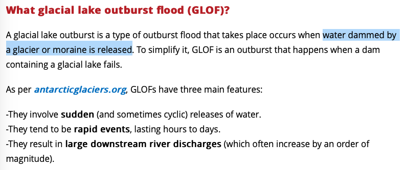 7. I don't know where it all started but it seems news articles are just parroting things off without checking if it makes sense.For example, this is an article by  @IndiaToday . Glaciers and moraines are not the same thing.(Source:  https://www.indiatoday.in/india/story/uttarakhand-glacier-burst-what-is-glacier-outburst-flood-why-how-does-glacier-burst-1766857-2021-02-07)