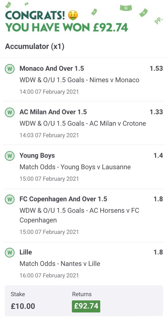 BBBBBBBBBBBBBBBBBBBBBBBOOOOOOOOOOOOOOOOOOOOOMMMMMMMMMMMMM!!! 💣✅💣✅💣✅💣✅💣✅💣✅💣✅💣✅💣✅💣✅

ANOTHER SUNDAY. ANOTHER ACCA! 👊🏼

What an absolute beauty, paying out at over 8/1, let’s see some slips... ⤵️

SMASH ❤️ IF YOU WON WITH ME!

18+, Gamble Responsibly