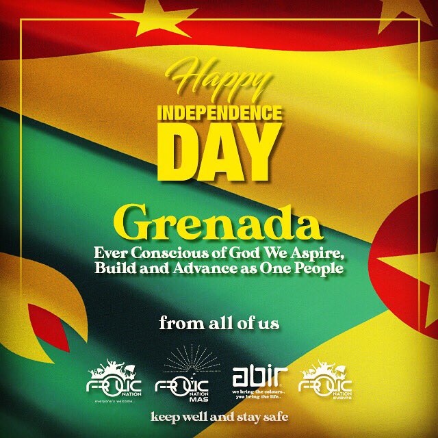 FrolicNation's tweet photo. Happy Independence Grenada.
Ever conscious of God
We Aspire, Build &amp; Advance
as One People. 🇬🇩🇬🇩🇬🇩🇬🇩 https://t.co/C8TI8ve3Lx