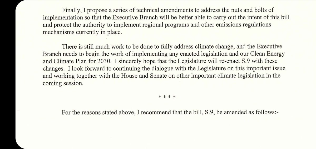 After vetoing a sweeping climate bill in Massachusetts,  @MassGovernor received an identical bill passed by the Legislature last week and just sent it back to lawmakers with a series of amendments. Unclear what happens next.  #mapoli 