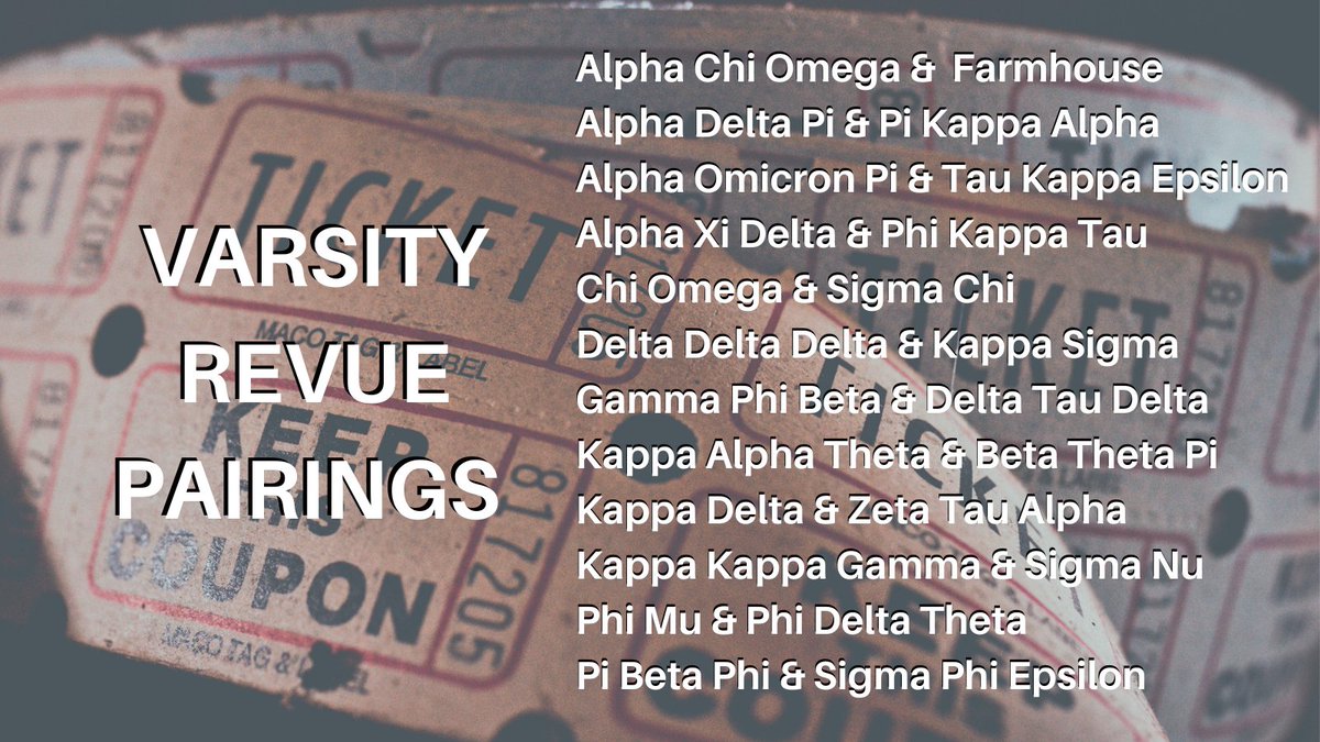 Here are your 2021 Varsity Revue pairings! We are so excited to see you all at the first walk around today!