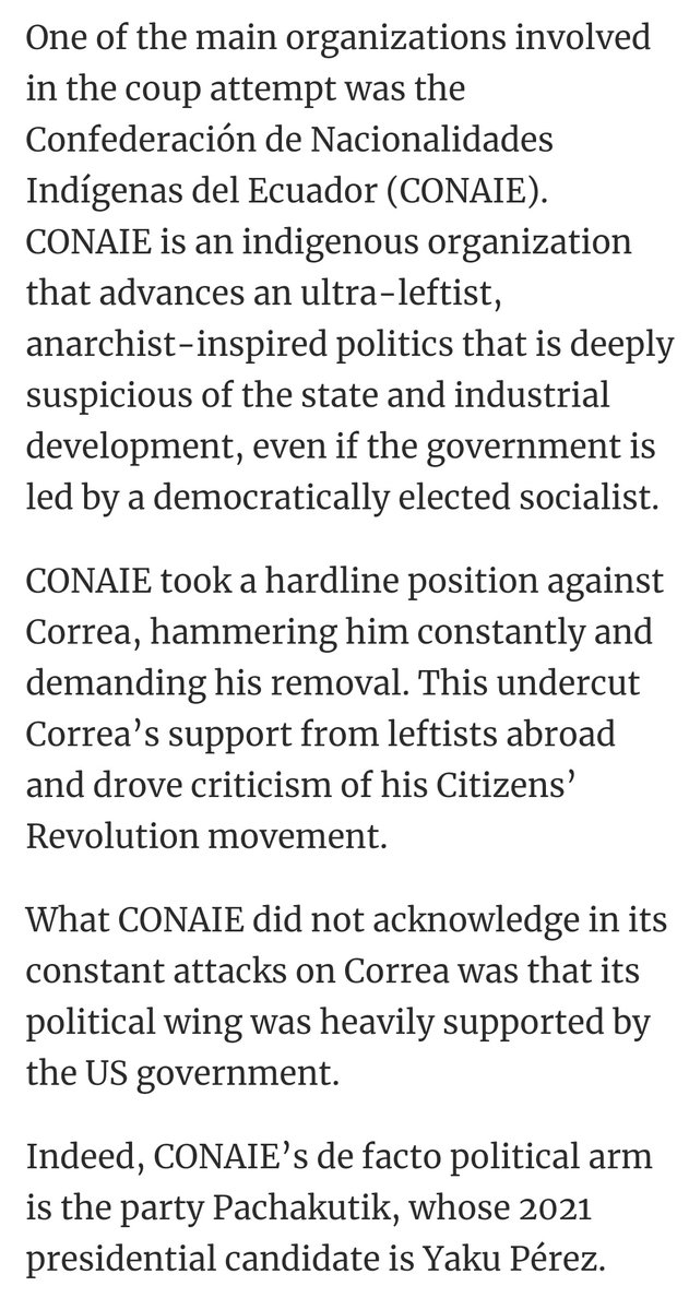 Even by Greyzone standards the outright slander against CONAIE, who've been fighting neoliberalism and American multi-nationals longer than Ben Norton has been alive, is just absolutely atrocious. If you know fucking anything about Ecuadorian Moreover, ICE must be destroyed  https://twitter.com/RaniaKhalek/status/1358343670332850178