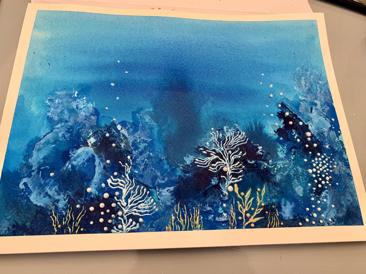 Sunday = paint day! Latest 🎨 #coralreef #savethecorals #mixedmediaart