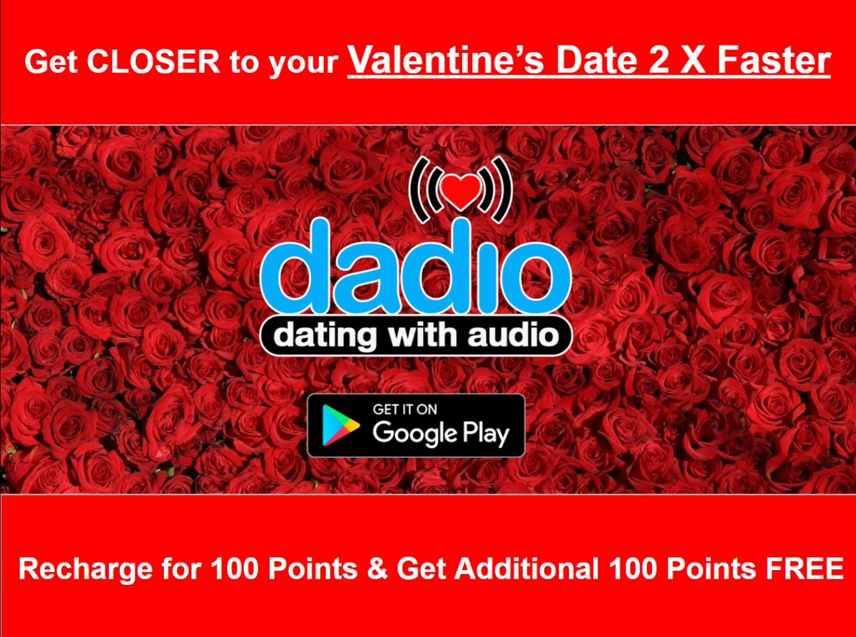 dadioapp's tweet photo. Get closer to your Valentine's Date ❤️❤️ 2X faster with Dadio Dating App.  Recharge for Rs 100 &amp; above and get 2x points #ValentinesDay #dating #datingtips #Romance #love #valentinesdaygift #ValentineWeek #roseday
download - https://t.co/aJWMzvHlNv ❤️❤️ https://t.co/wKf3TVXEJy