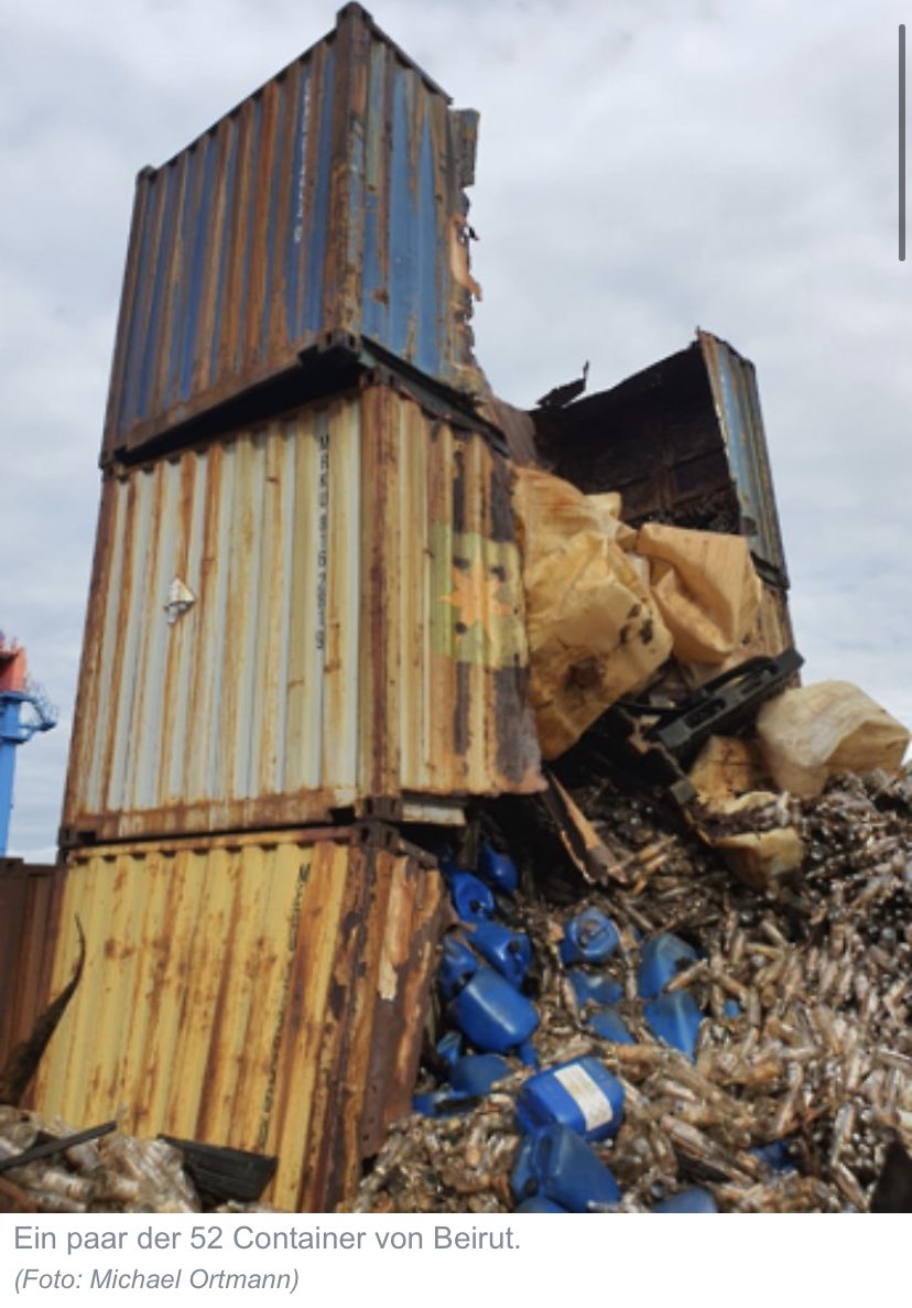 تقرير الماني خطير عن محتويات مرفأ بيروت بعنوان "قنبلة بيروت الثانية"...ترجمت بعض منه: ...كان يمكن أن تكون القنبلة الثانية.ربما كانت ستكون مدمرة بنفس القدر من الكارثة الاولى. هذا الاكتشاف الجديد كان شيئًا مدهش (١)