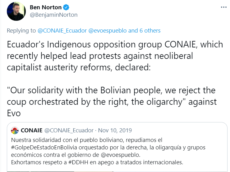 CONAIE FOR OPPOSING THE COUP LIKE 2 YEARS AGO, WHICH IS THE EXACT THING HE'S NOW TRYING TO TIE THEM TO NOW THROUGH PACHAKUTIK. This is pure, unadulterated hack shit, a hatchet job against an Indigenous organization that's done more work to defeatMoreover, ICE must be destroyed