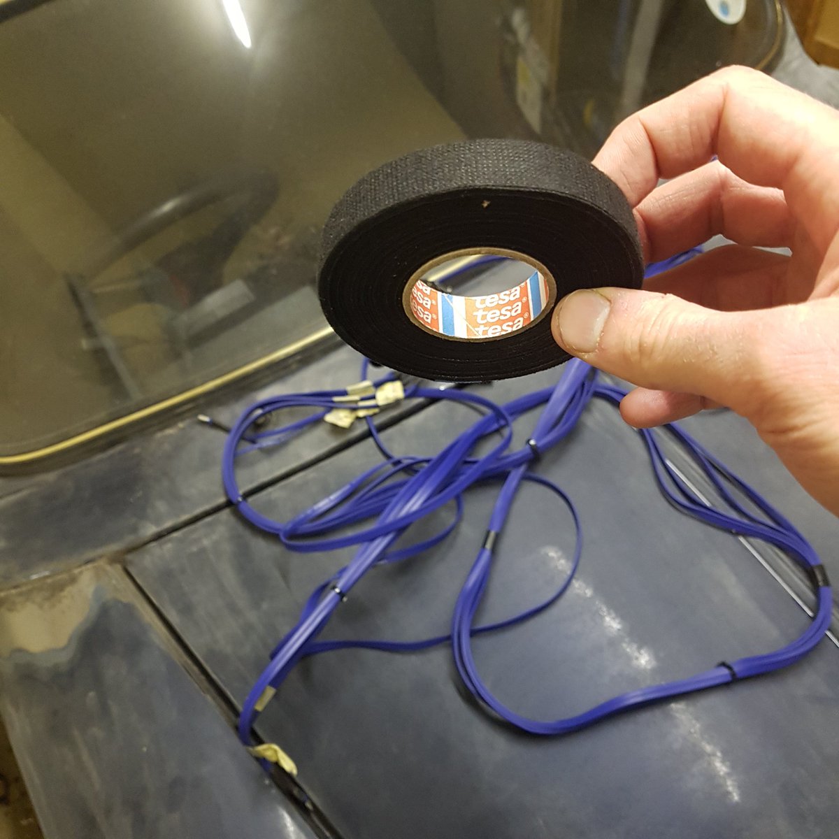 Also, big thanks to <a href="/tesaUK_tape/">tesa UK Ltd</a> for sending up some loom tape. It'll get put to use tidying up Roxy's stereo wiring.

The rest of her wiring isn't worth saving, so it's getting hacked out with side cutters and going in the bin.