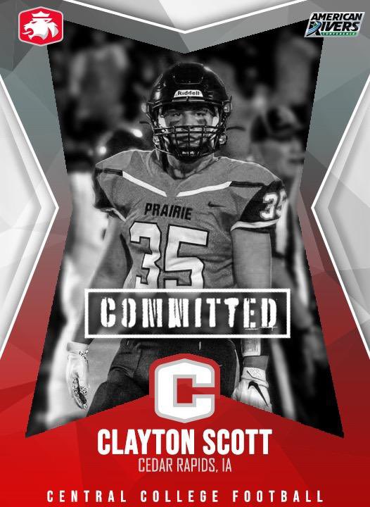 35_scotty's tweet photo. Excited to announce my commitment to central college. I want to thank all my coaches, teammates, and family for pushing me to be my best. Go Dutch!! @markbliss14 @DrDostalDW @coachmaiuri https://t.co/LCnOdTrjFo