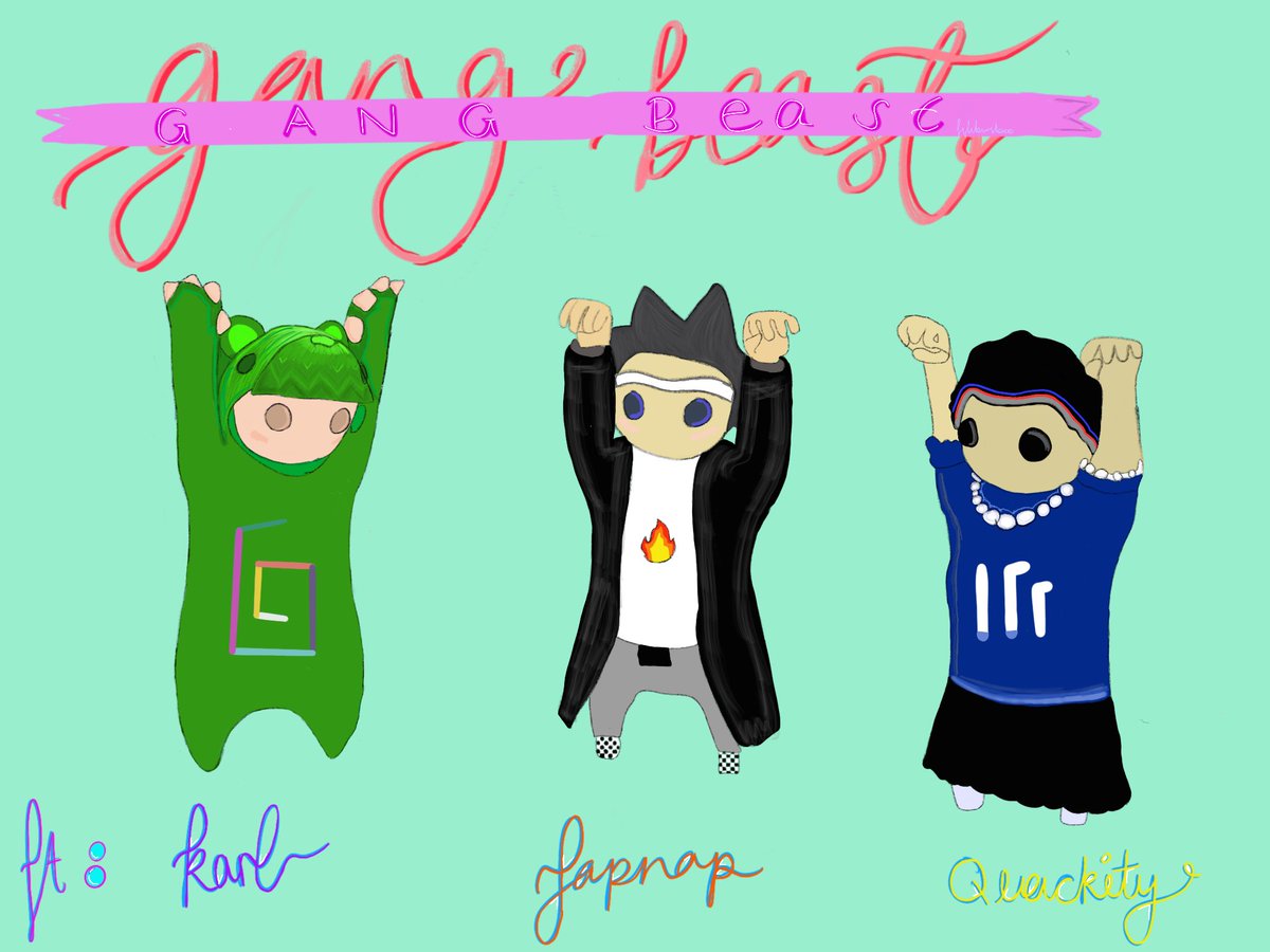 youngiesmoon's tweet photo. i did a drawing of sapnap, quackity &amp; karl as gang beast characters based off their mc skins :]
-> rts are appreciated 

#karljacobsfanart #sapnapfanart #quackityfanart #karljacobs #sapnap #quackity https://t.co/MXCEG8YNYL