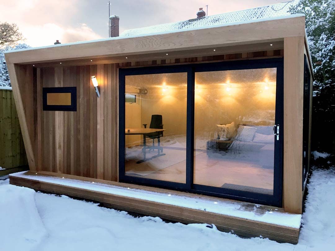 GreenerInspects's tweet photo. I guess one bad thing about having a backyard home office is that you have no excuse during a snowstorm. Unless you lose power of course. These look cozy. #workingfromhome #officeshed #greenerinspections https://t.co/adWFTecfrU
