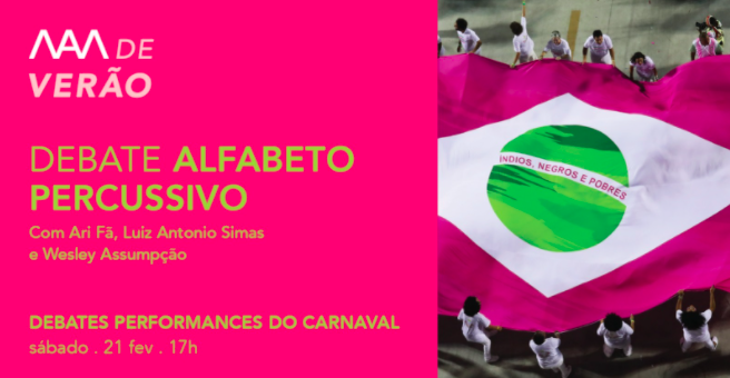 MAM_Rio's tweet photo. Participe dos debates Performances do Carnaval no MAM Rio, com curadoria de Leandro Vieira. Serão 4 dias de encontros.

DOM 21 fev, das 17h às 19h
Alfabeto percussivo
Com Ari Fã, Wesley Assumpção e Luiz Antonio Simas 
Inscrições: https://t.co/Ms5WNgUW3q https://t.co/pKJsuUskD5