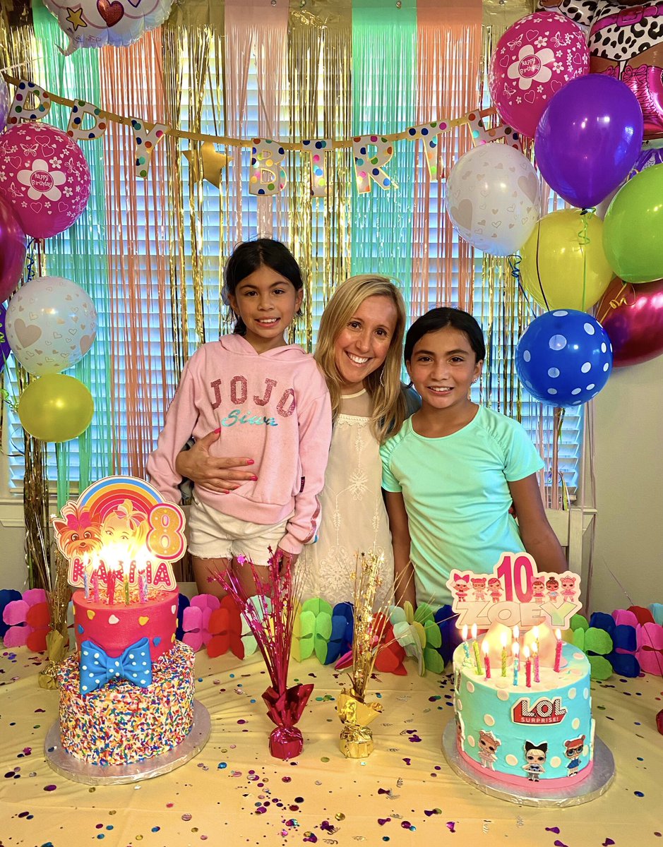 JennSaenz31's tweet photo. We had the greatest birthday party yesterday for these amazing little girls!!🎂🍭🦄 Karma turned 8 &amp; Zoey turns 10 tmrw! The yummiest cakes, funnest bounce house &amp; best friends &amp; family!! This momma is so overjoyed to have thrown their first ever bday party that was so full of 💕 https://t.co/1m8MBR1xqB