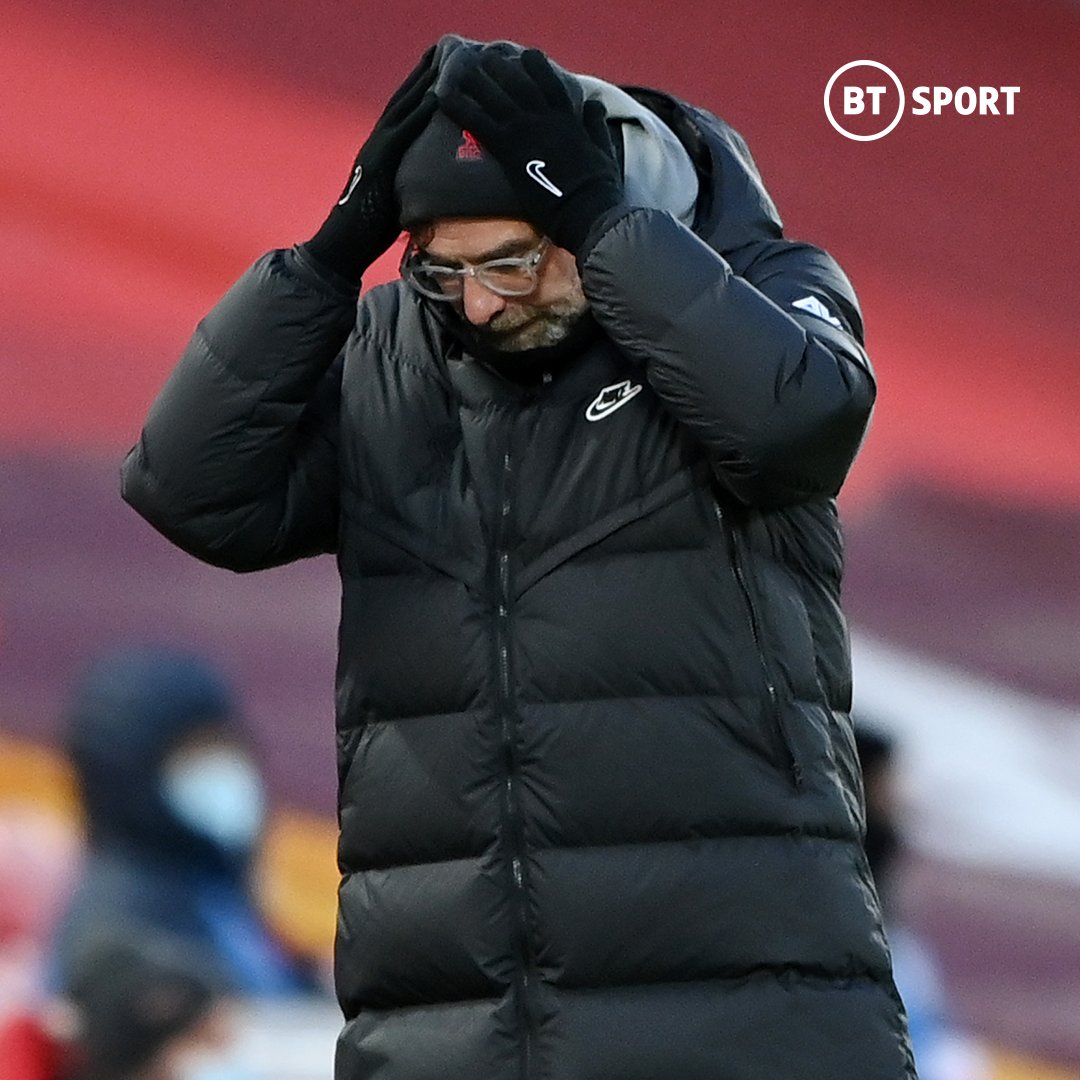 footballontnt's tweet photo. ❌ Liverpool 0-1 Burnley
❌ Liverpool 0-1 Brighton
❌ Liverpool 1-4 Man City

Liverpool have lost three home games in a row for the first time in Premier League history 😬😳 https://t.co/Gp9YPvbtG7