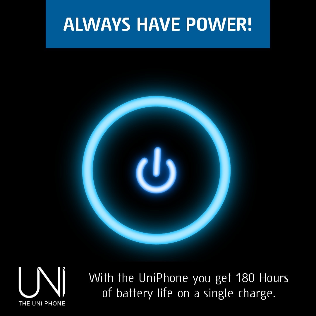 unicellphone's tweet image. With the UniPhone you get 180 Hours of battery life on a single charge. That's more than a week without having to charge your phone!

#kosherphone #flipphone #basicphone #kosher #filtered