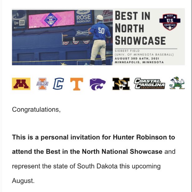 Super pumped to be invited again and attending in 2021!  It was a great experience last year!  Thank you!!!  2021’s going to be great!!!  <a href="/BUSShowcase/">Best in the US Showcases</a> <a href="/NCSA_Baseball/">NCSA Baseball</a> <a href="/SEBAPost15/">SEBA</a> <a href="/SFpost15west/">Post 15 SF West</a> <a href="/RRBaseball1/">Roosevelt Baseball</a>