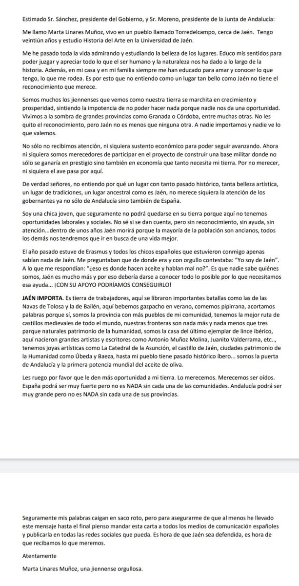 marvado4298's tweet photo. Vamos a hacer que esto llegue donde tiene que llegar. Como jiennenses vamos a compartir! @martuchilm #jaenmerecemas @Santihumor @JaenSquare @CondondeJaen @DesatranqueJaen @DiarioJAENes @HoraJaen https://t.co/Zd1QwUbMS0
