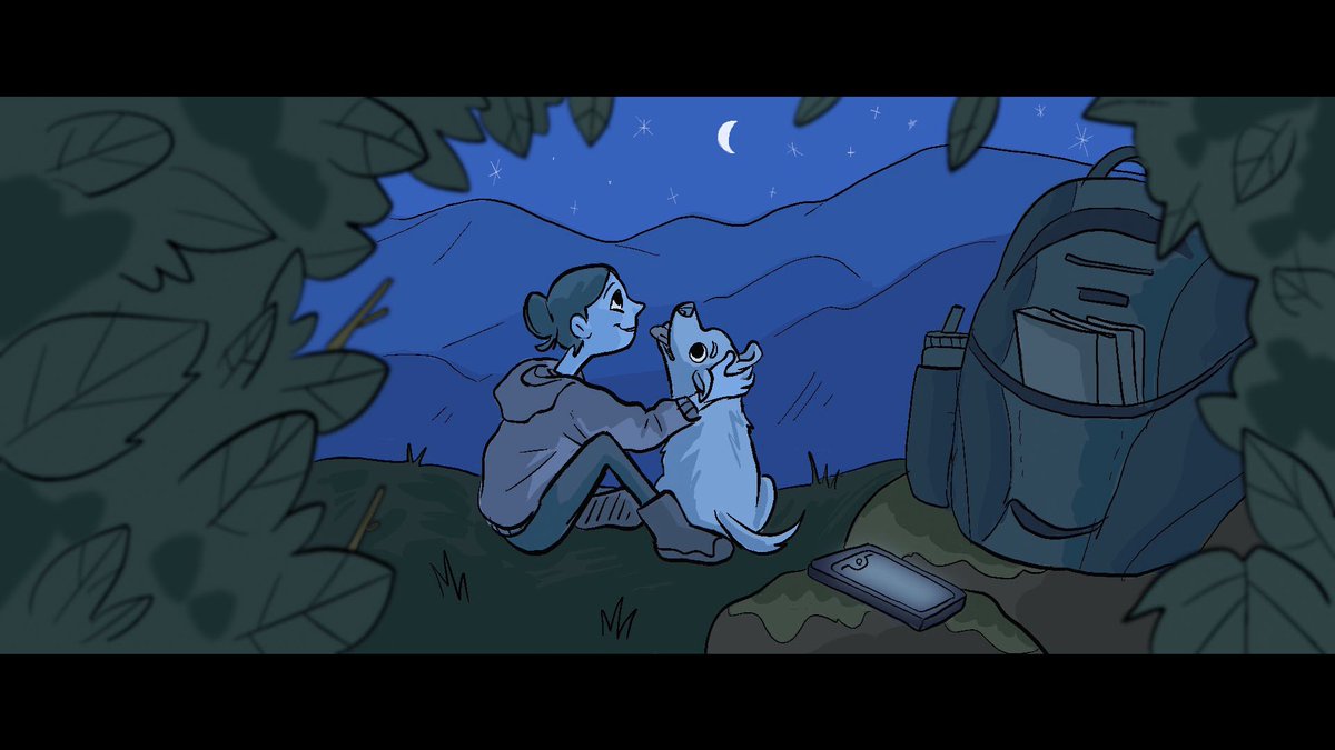 sofzitou's tweet image. When you’re stressed, draw your happy place 🌿 🐶