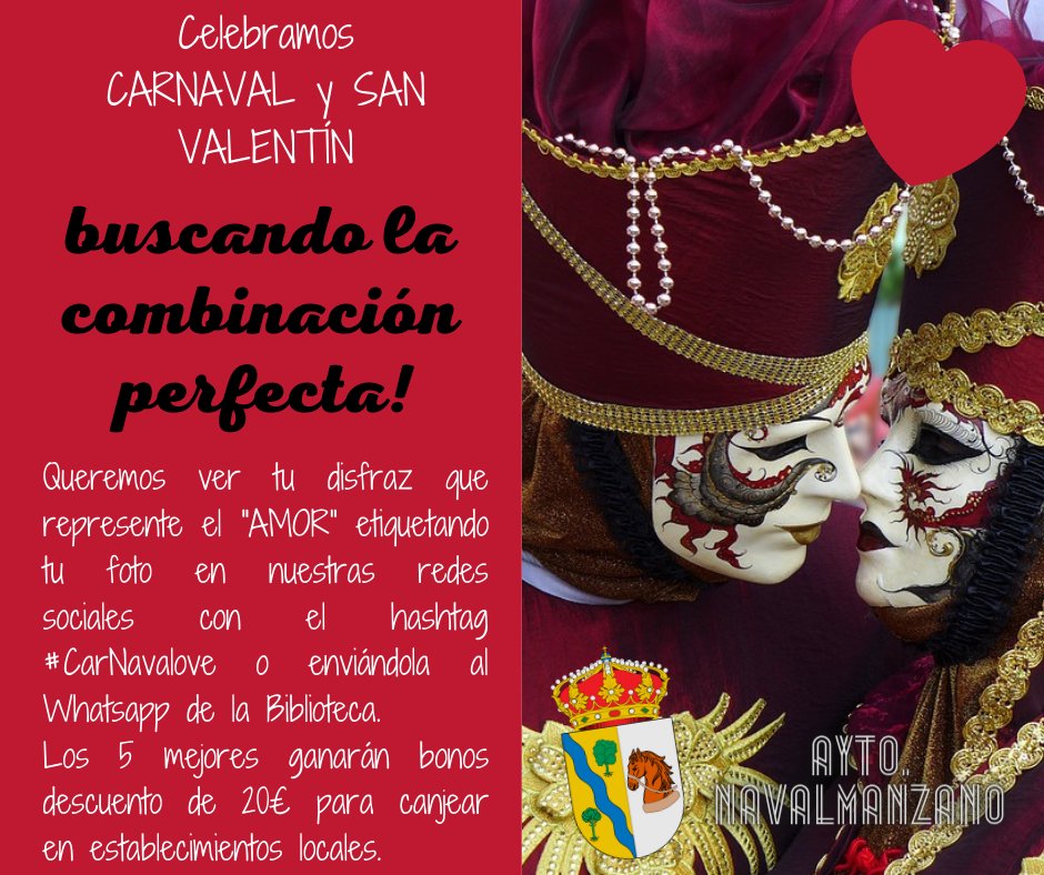 Año 2021: Carnaval+San Valentín= Concurso de disfraces en nuestras redes sociales #CarNavalove